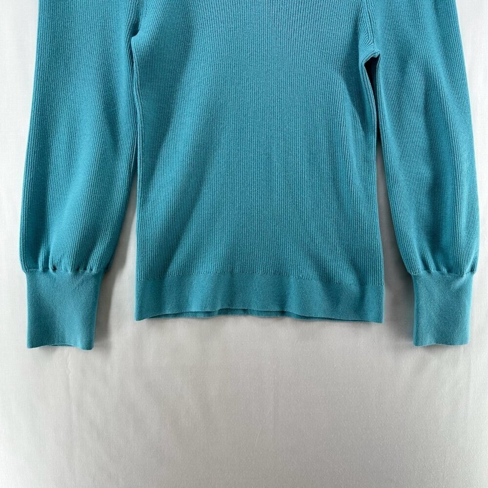 Loft Sweater Women Sz 2XL Pullover Long Sleeve V-Neck Ribbed Stretchy Turquoise - Picture 5 of 11